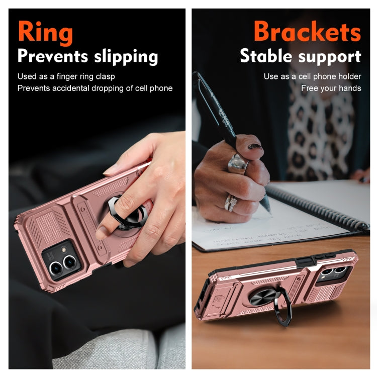For Motorola Moto G Stylus 5G 2023 TPU+PC Shockproof Card Slot Phone Case with Metal Ring Holder