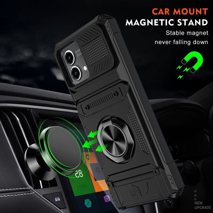 For Motorola Moto G Stylus 5G 2023 TPU+PC Shockproof Card Slot Phone Case with Metal Ring Holder