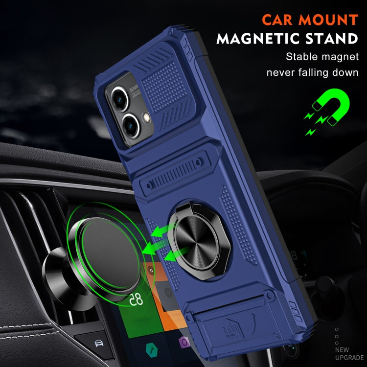 For Motorola Moto G Stylus 5G 2023 TPU+PC Shockproof Card Slot Phone Case with Metal Ring Holder