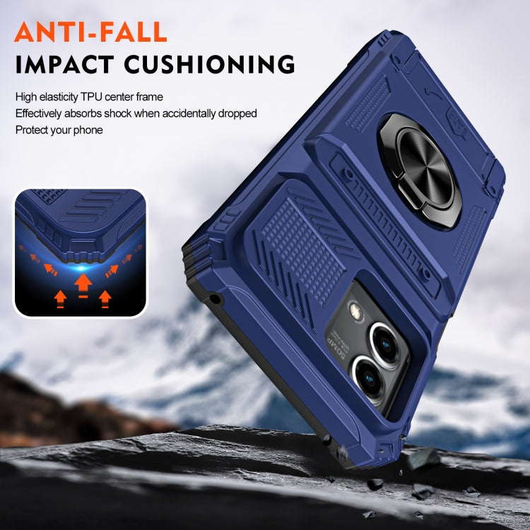 For Motorola Moto G Stylus 5G 2023 TPU+PC Shockproof Card Slot Phone Case with Metal Ring Holder