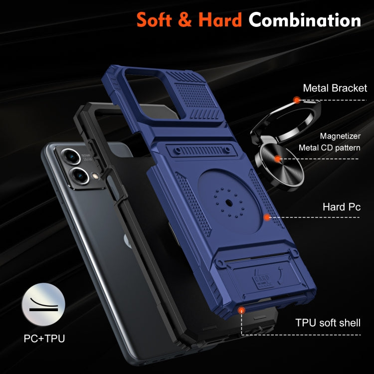 For Motorola Moto G Stylus 5G 2023 TPU+PC Shockproof Card Slot Phone Case with Metal Ring Holder