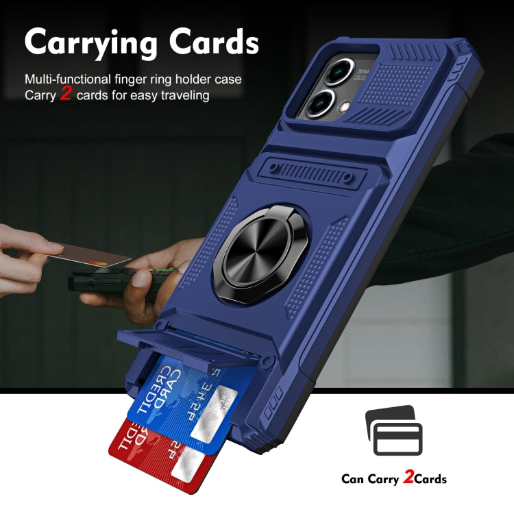 For Motorola Moto G Stylus 5G 2023 TPU+PC Shockproof Card Slot Phone Case with Metal Ring Holder