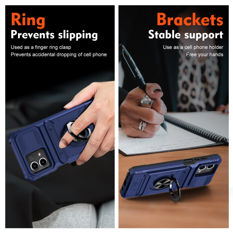 For Motorola Moto G Stylus 5G 2023 TPU+PC Shockproof Card Slot Phone Case with Metal Ring Holder