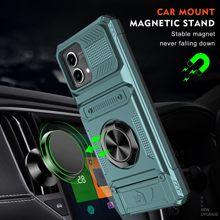 For Motorola Moto G Stylus 5G 2023 TPU+PC Shockproof Card Slot Phone Case with Metal Ring Holder