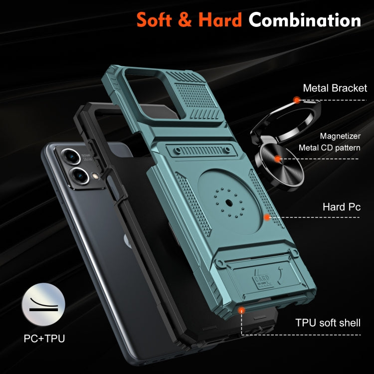 For Motorola Moto G Stylus 5G 2023 TPU+PC Shockproof Card Slot Phone Case with Metal Ring Holder