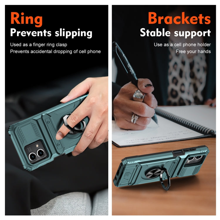 For Motorola Moto G Stylus 5G 2023 TPU+PC Shockproof Card Slot Phone Case with Metal Ring Holder