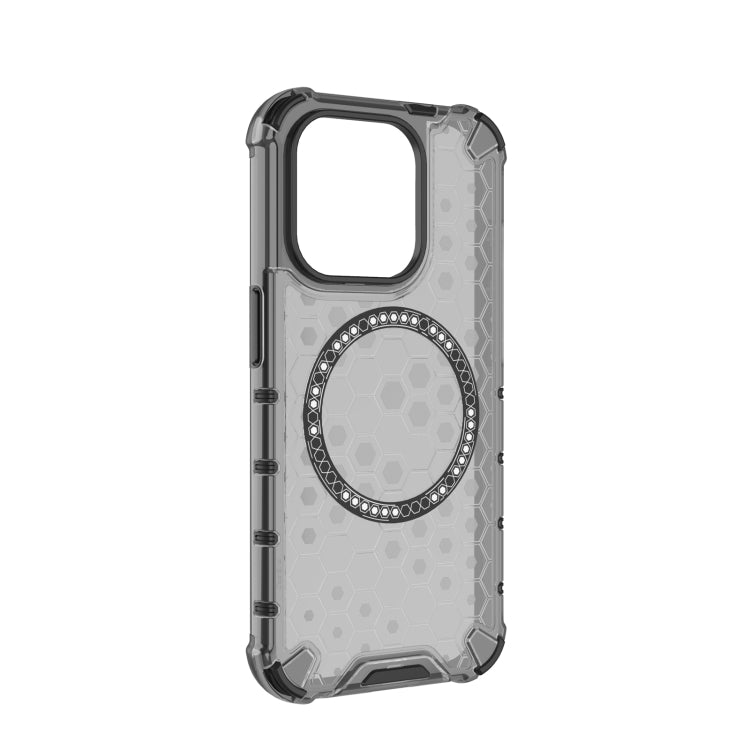 For iPhone 15 Pro Max Honeycomb Magnetic Ring Shockproof Phone Case
