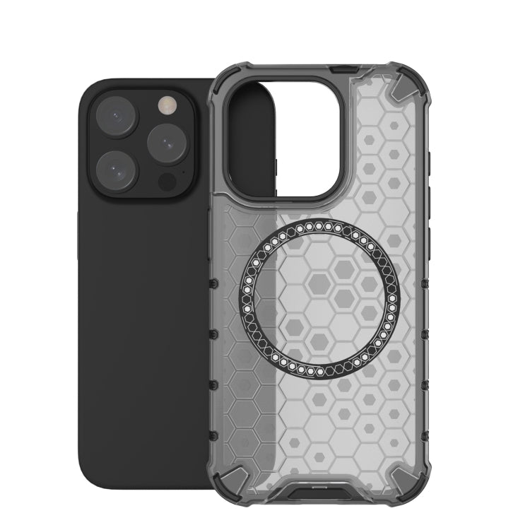For iPhone 15 Pro Max Honeycomb Magnetic Ring Shockproof Phone Case