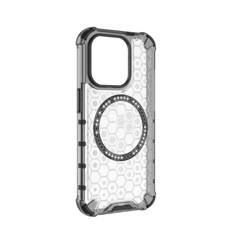 For iPhone 15 Pro Honeycomb Magnetic Ring Shockproof Phone Case