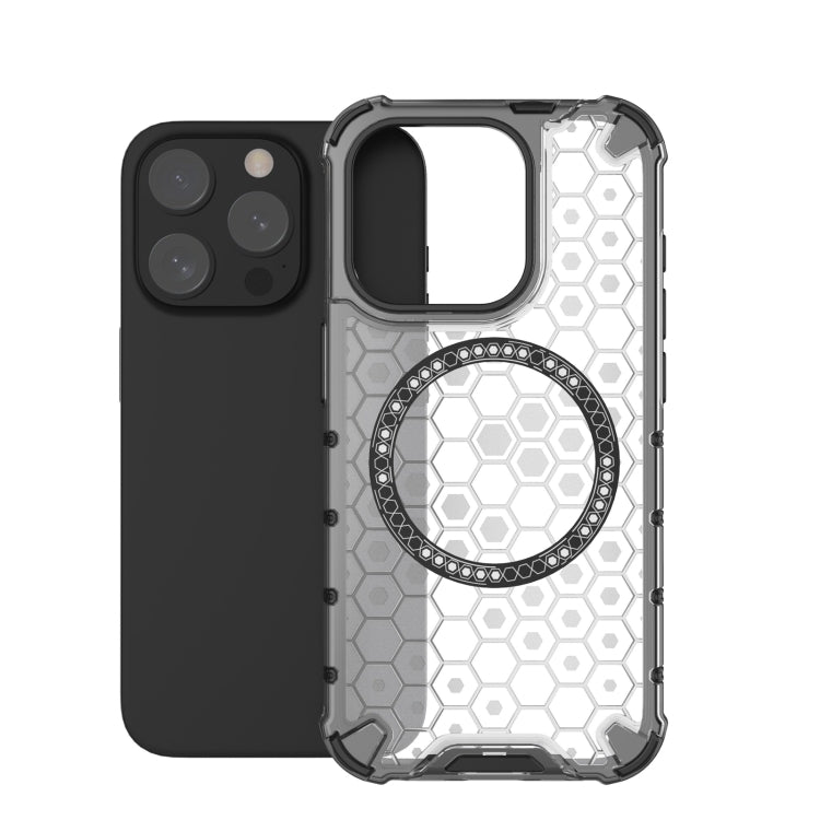 For iPhone 15 Pro Honeycomb Magnetic Ring Shockproof Phone Case