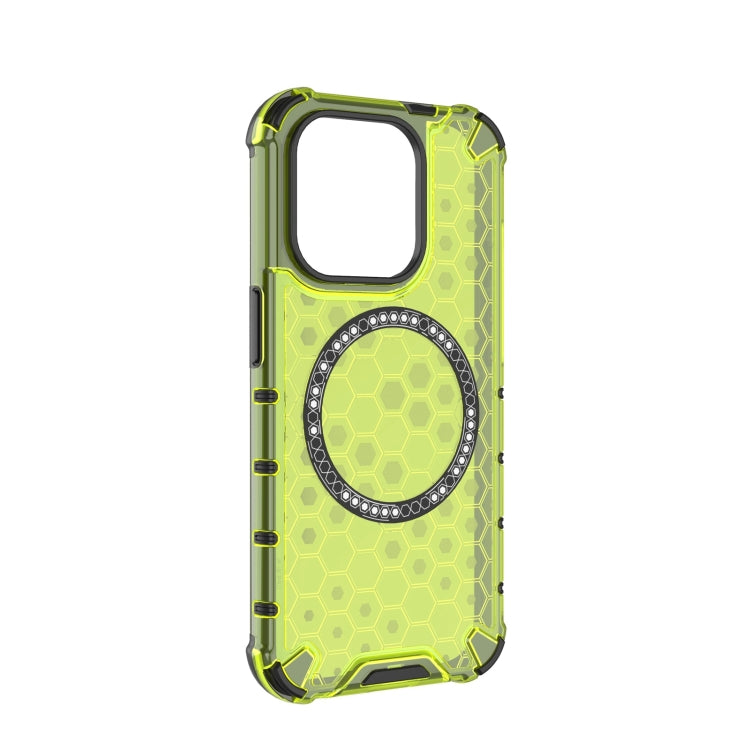 For iPhone 15 Pro Honeycomb Magnetic Ring Shockproof Phone Case