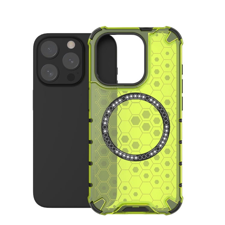 For iPhone 15 Pro Honeycomb Magnetic Ring Shockproof Phone Case