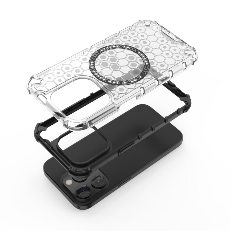 For iPhone 15 Pro Honeycomb Magnetic Ring Shockproof Phone Case