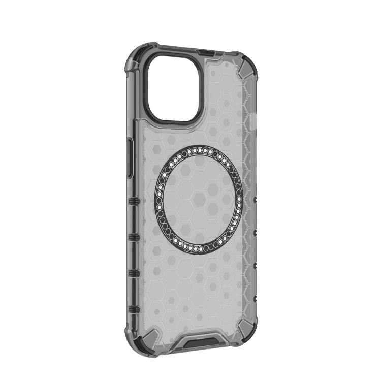 For iPhone 15 Plus Honeycomb Magnetic Ring Shockproof Phone Case
