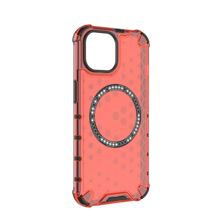 For iPhone 15 Honeycomb Magnetic Ring Shockproof Phone Case
