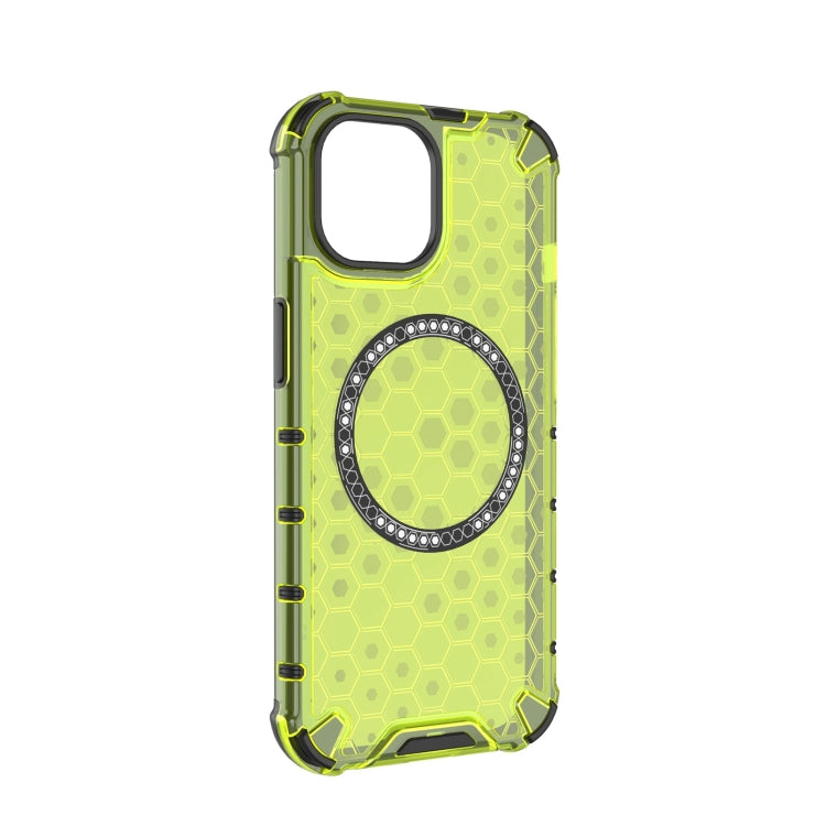 For iPhone 15 Honeycomb Magnetic Ring Shockproof Phone Case