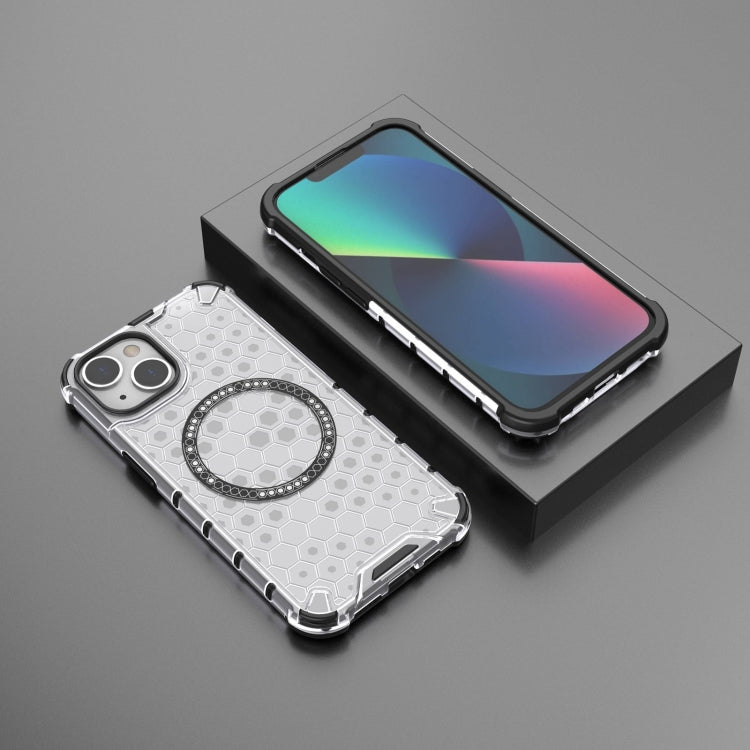 For iPhone 14 Plus Honeycomb Magnetic Ring Shockproof Phone Case
