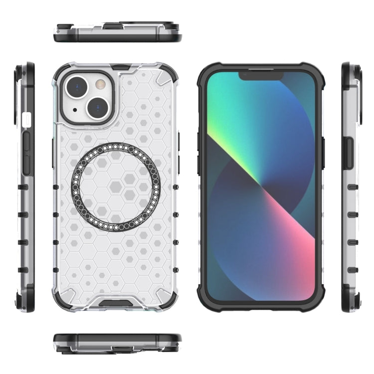For iPhone 14 Plus Honeycomb Magnetic Ring Shockproof Phone Case