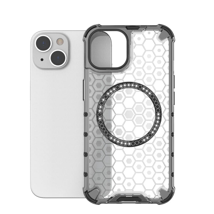 For iPhone 14 Plus Honeycomb Magnetic Ring Shockproof Phone Case