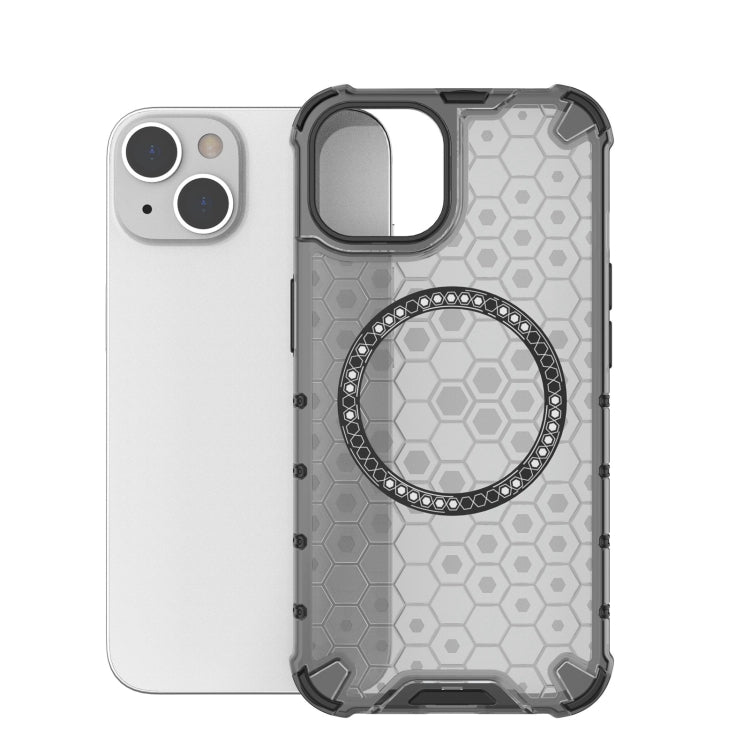 For iPhone 14 Plus Honeycomb Magnetic Ring Shockproof Phone Case