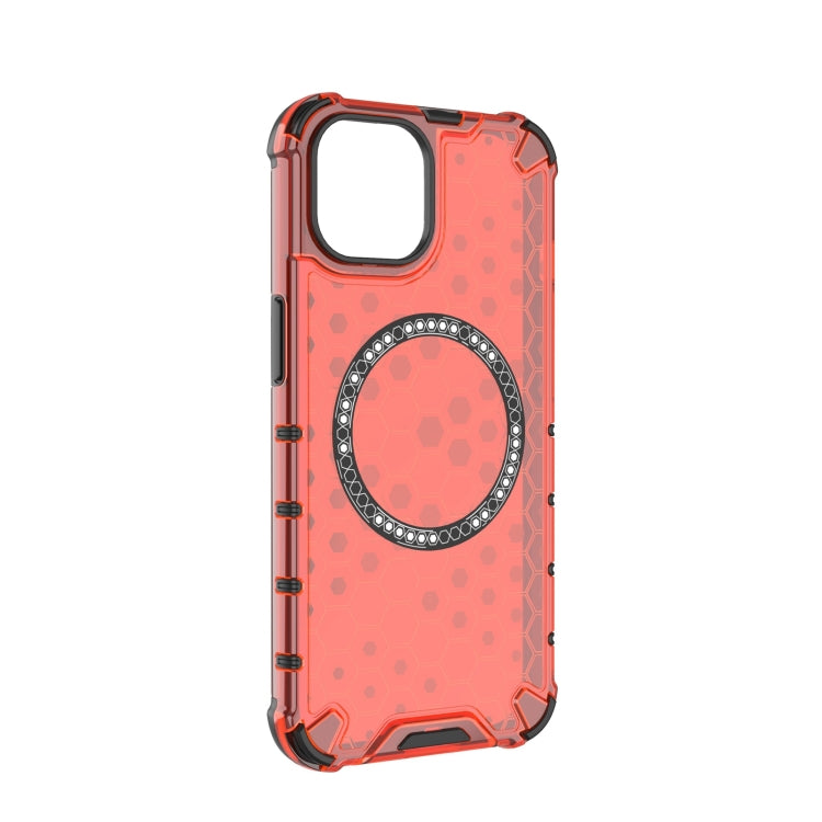 For iPhone 14 Plus Honeycomb Magnetic Ring Shockproof Phone Case