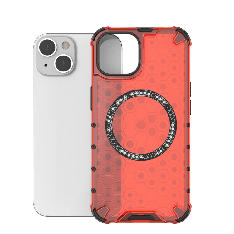 For iPhone 14 Plus Honeycomb Magnetic Ring Shockproof Phone Case