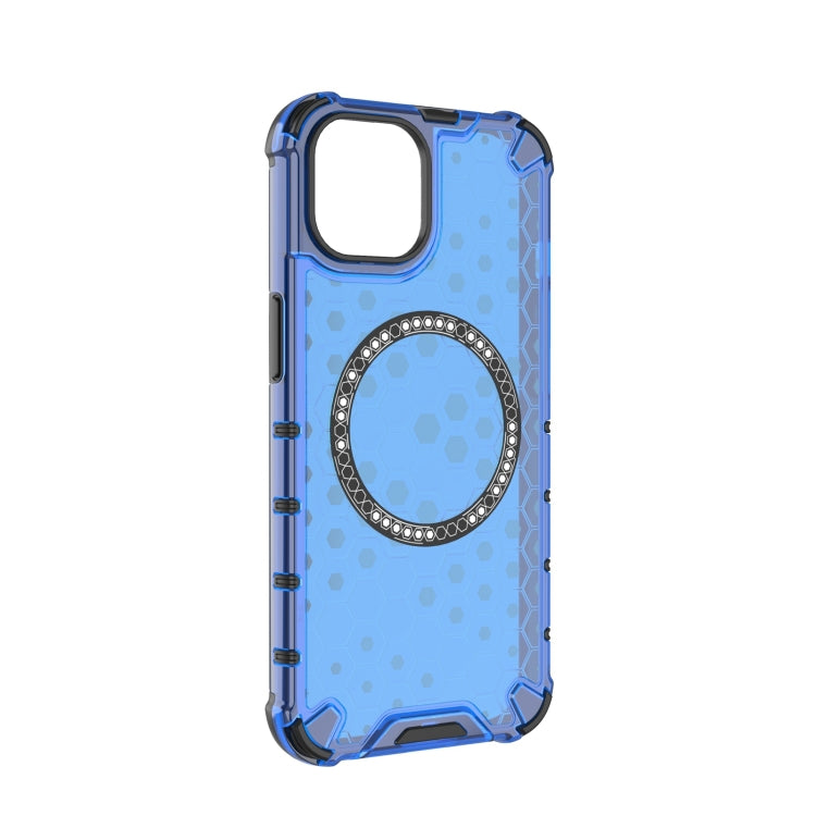 For iPhone 14 Plus Honeycomb Magnetic Ring Shockproof Phone Case