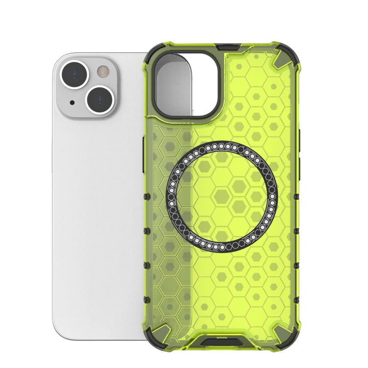 For iPhone 14 Plus Honeycomb Magnetic Ring Shockproof Phone Case
