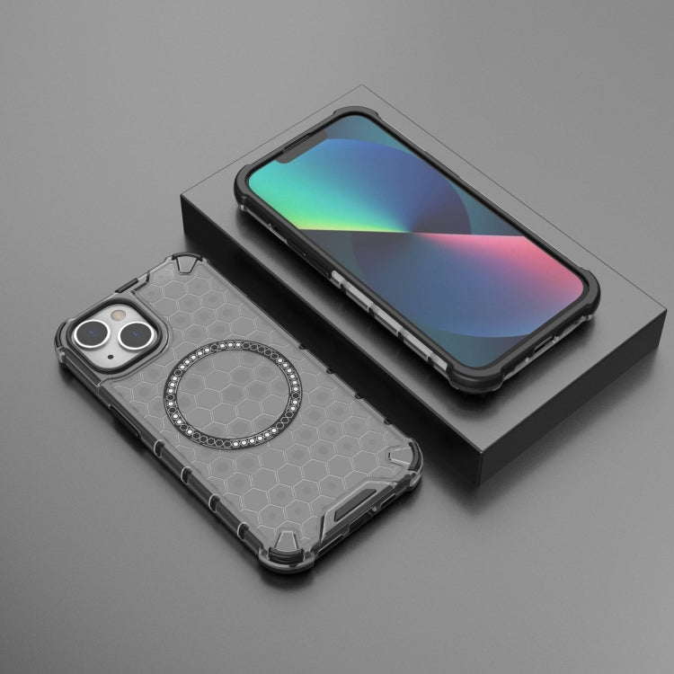 For iPhone 14 Honeycomb Magnetic Ring Shockproof Phone Case