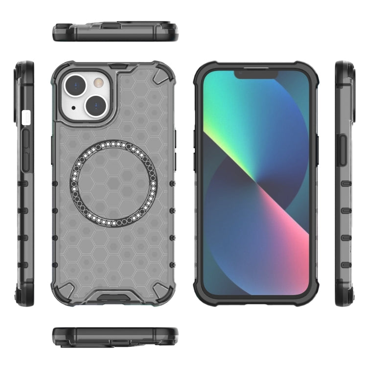 For iPhone 14 Honeycomb Magnetic Ring Shockproof Phone Case