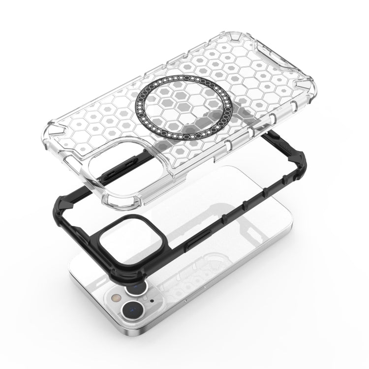 For iPhone 14 Honeycomb Magnetic Ring Shockproof Phone Case