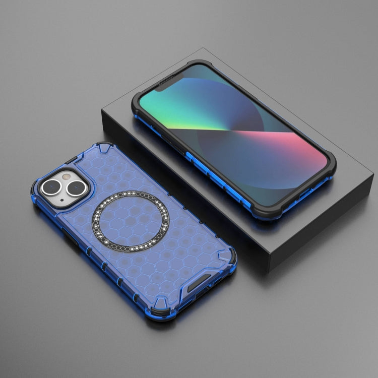 For iPhone 14 Honeycomb Magnetic Ring Shockproof Phone Case