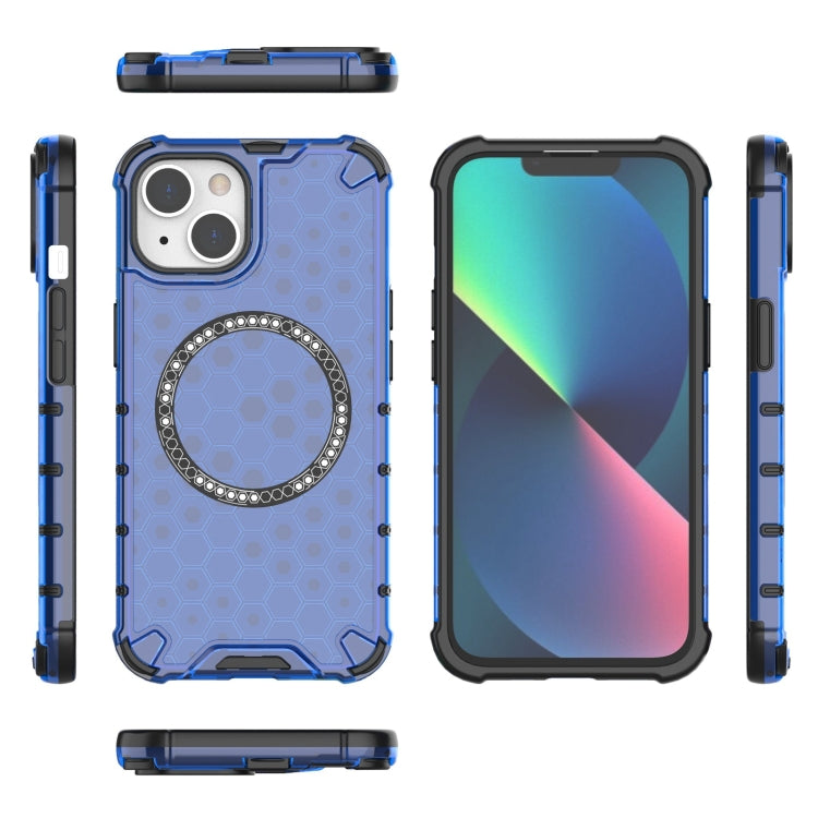 For iPhone 14 Honeycomb Magnetic Ring Shockproof Phone Case