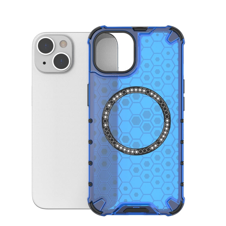 For iPhone 14 Honeycomb Magnetic Ring Shockproof Phone Case