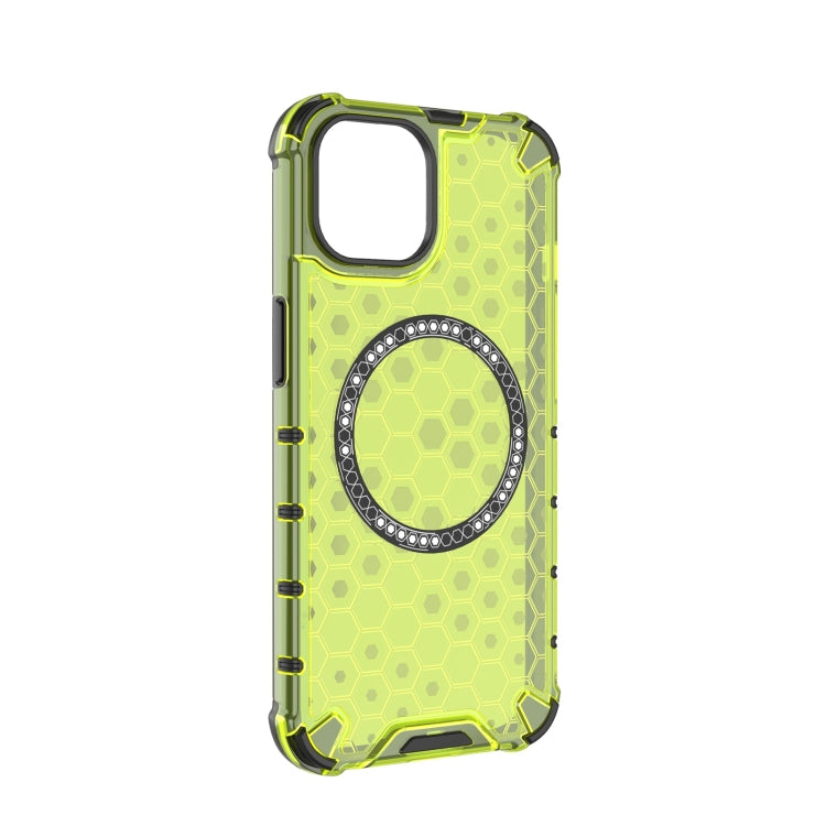 For iPhone 14 Honeycomb Magnetic Ring Shockproof Phone Case