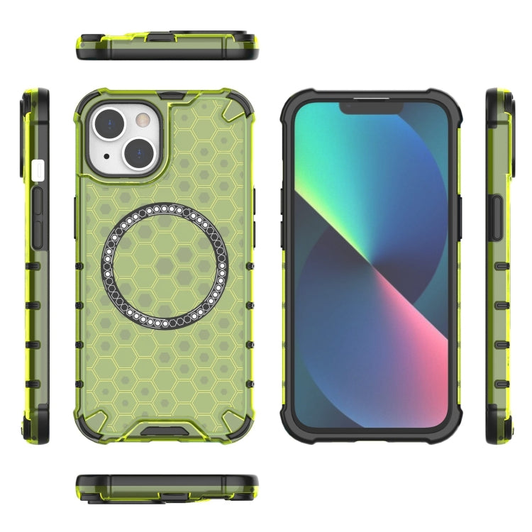 For iPhone 14 Honeycomb Magnetic Ring Shockproof Phone Case