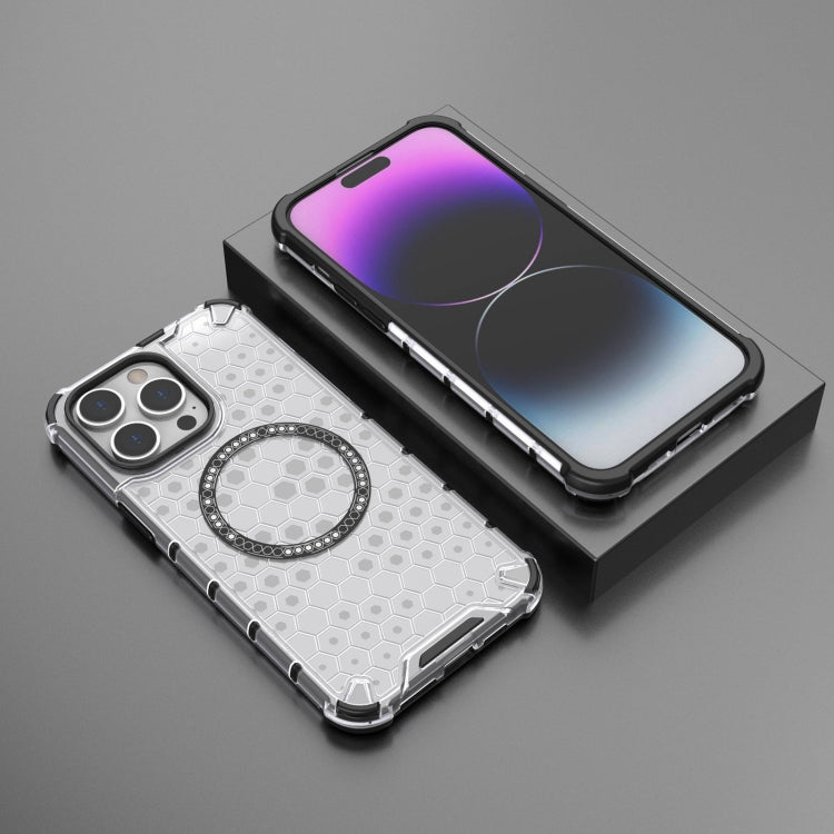 For iPhone 14 Pro Honeycomb Magnetic Ring Shockproof Phone Case