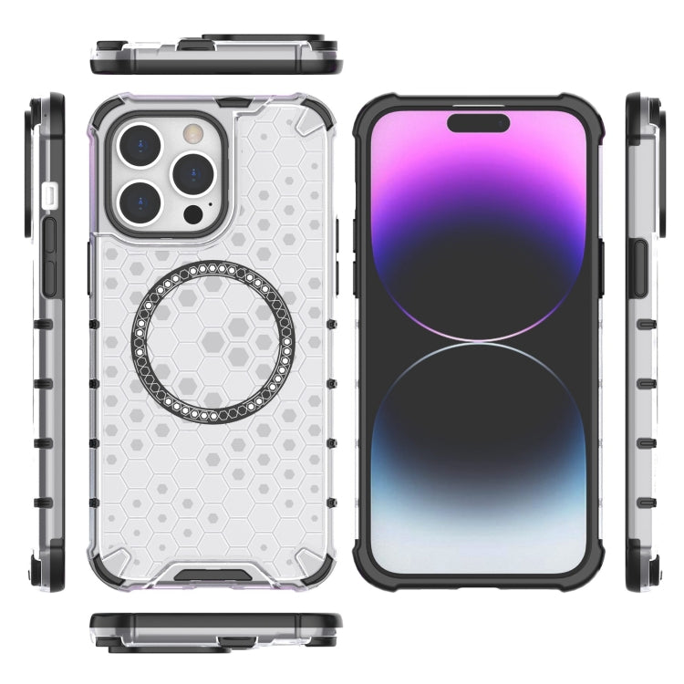 For iPhone 14 Pro Honeycomb Magnetic Ring Shockproof Phone Case