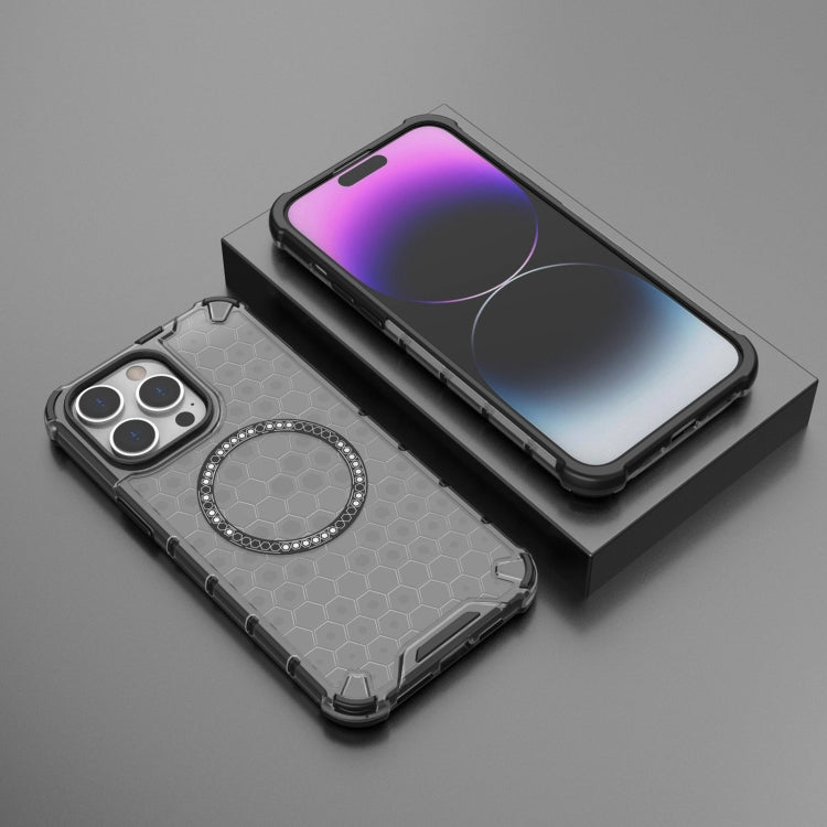 For iPhone 14 Pro Honeycomb Magnetic Ring Shockproof Phone Case
