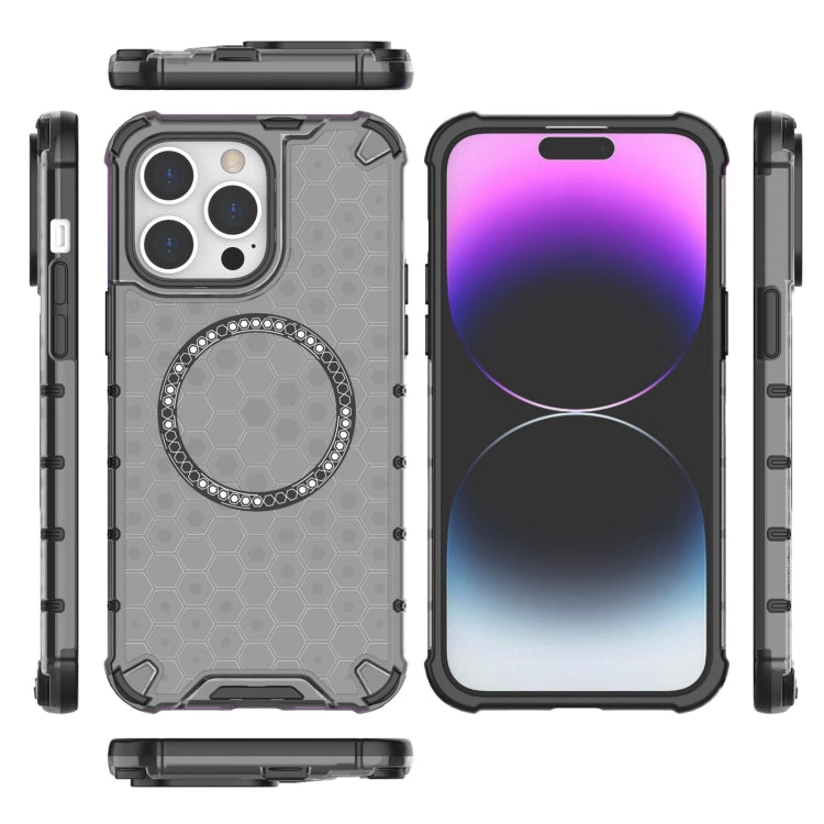 For iPhone 14 Pro Honeycomb Magnetic Ring Shockproof Phone Case