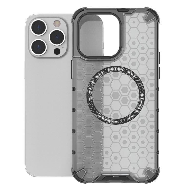 For iPhone 14 Pro Honeycomb Magnetic Ring Shockproof Phone Case