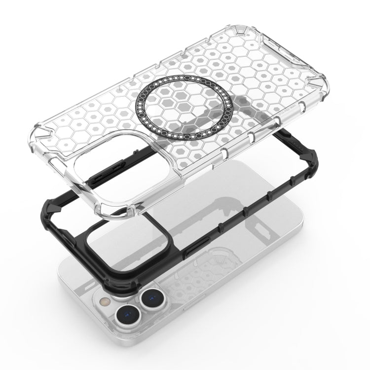 For iPhone 14 Pro Honeycomb Magnetic Ring Shockproof Phone Case