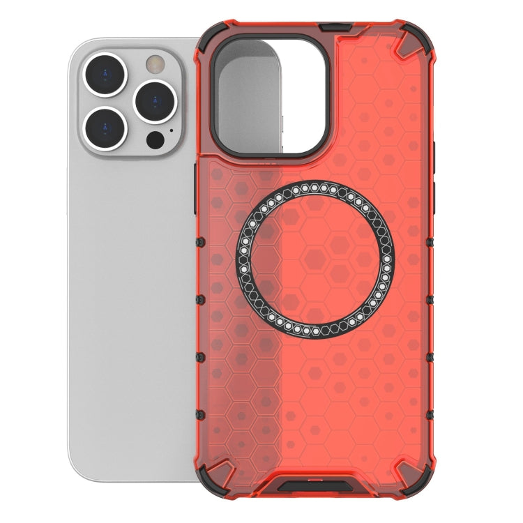 For iPhone 14 Pro Honeycomb Magnetic Ring Shockproof Phone Case
