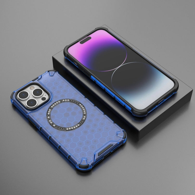 For iPhone 14 Pro Honeycomb Magnetic Ring Shockproof Phone Case