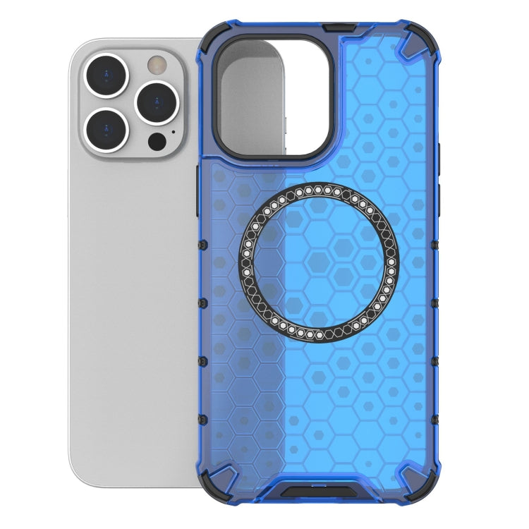 For iPhone 14 Pro Honeycomb Magnetic Ring Shockproof Phone Case