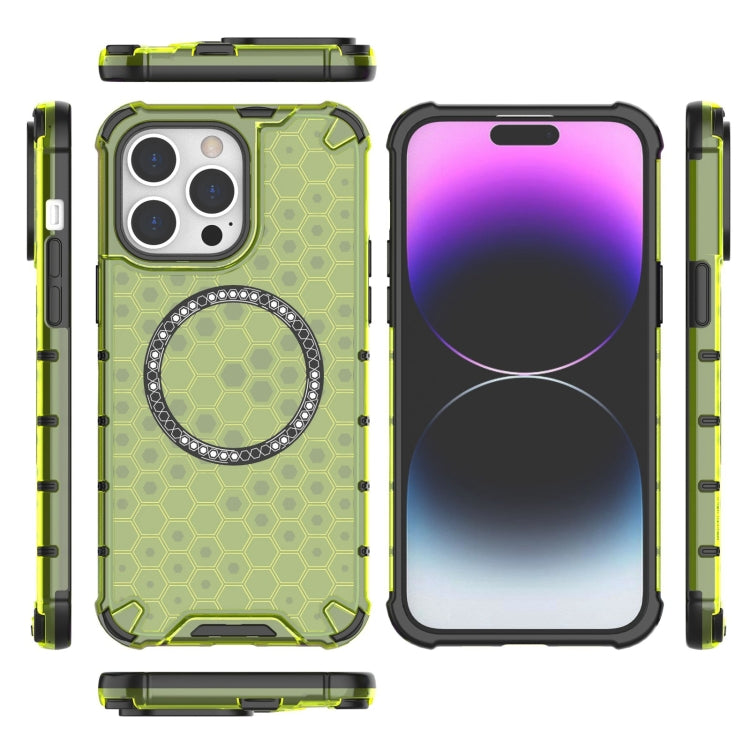 For iPhone 14 Pro Honeycomb Magnetic Ring Shockproof Phone Case