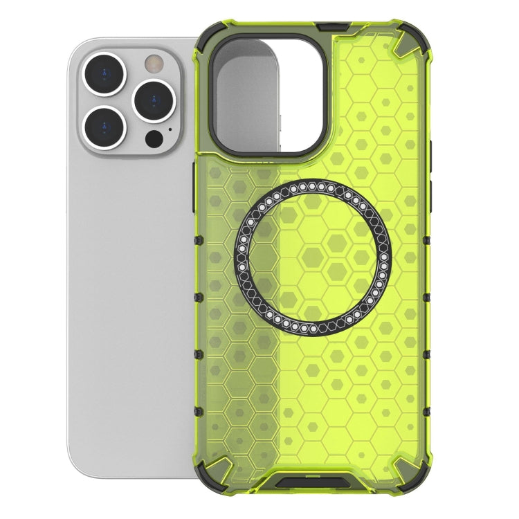 For iPhone 14 Pro Honeycomb Magnetic Ring Shockproof Phone Case
