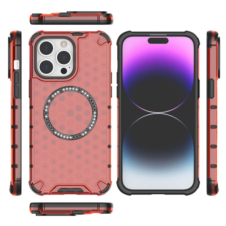 For iPhone 14 Pro Max Honeycomb Magnetic Ring Shockproof Phone Case