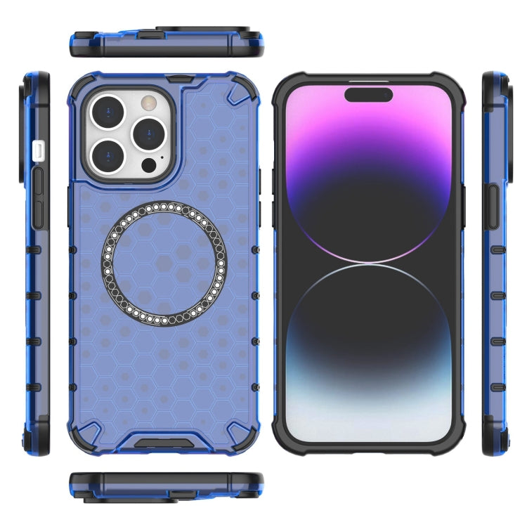 For iPhone 14 Pro Max Honeycomb Magnetic Ring Shockproof Phone Case