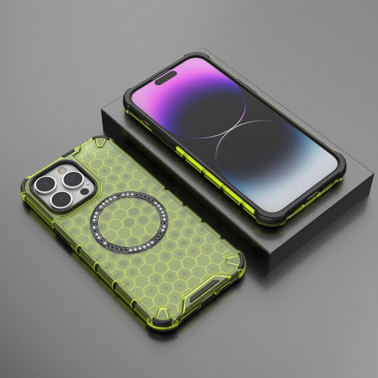 For iPhone 14 Pro Max Honeycomb Magnetic Ring Shockproof Phone Case
